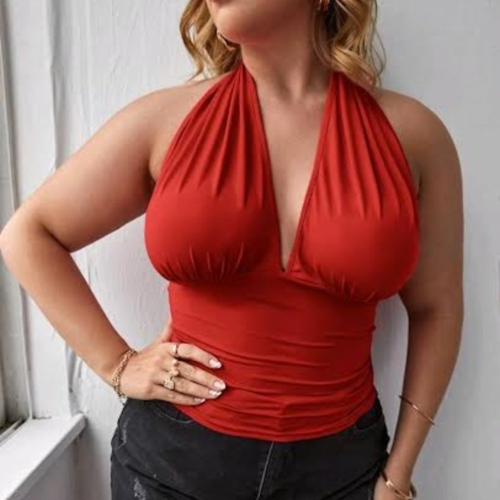 Plus Backless Halter Top